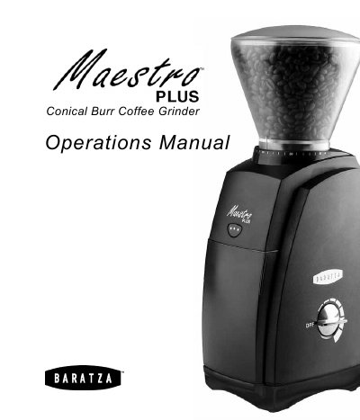 Baratza Maestro Plus Conical Burr Coffee Grinder Operations Manual - cover page