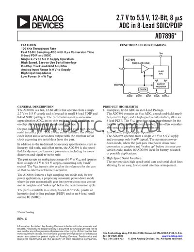 Analog Devices AD7896 Datasheet - cover page