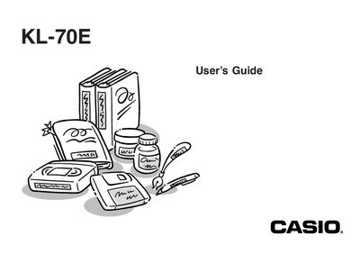 Casio KL-70E Label Printer User's Guide - cover page