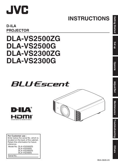JVC D-ILA Projector DLA-VS2500ZG/2500G/2300ZG/2300G User Manual - cover page