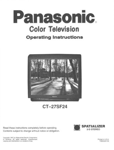 Panasonic CT-27SF24 Color Television Operating Instructions - cover page