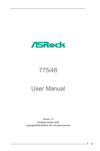 ASRock 775i48 Motherboard User Manual - cover page