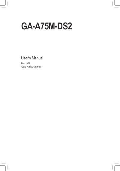 Gigabyte GA-A75M-DS2 User Manual - cover page