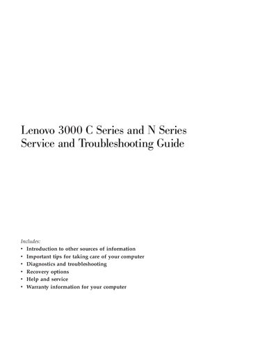 Lenovo 3000 C Series and N Series Service and Troubleshooting Guide - cover page