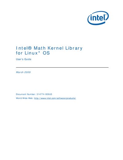 Intel Math Kernel Library User Guide - cover page