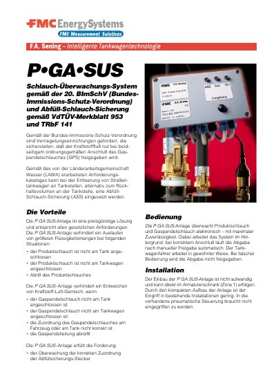 F.A. Sening P.GA.SUS Hose Monitoring System Product Leaflet