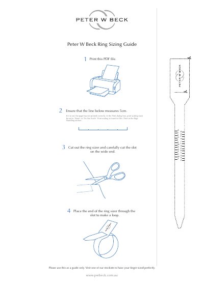 Peter W Beck Ring Sizing Guide 1 User Manual