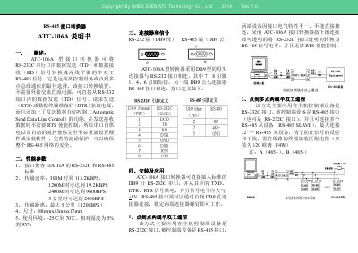 ATC Technology ATC-106A RS-485 Interface Converter User Manual - cover page