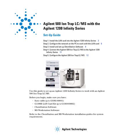 Agilent 500 Ion Trap LC/MS with the Agilent 1200 Infinity Series Set-Up Guide - cover page