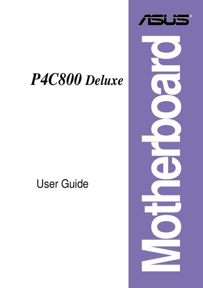 ASUS P4C800 Deluxe Motherboard User Guide - cover page