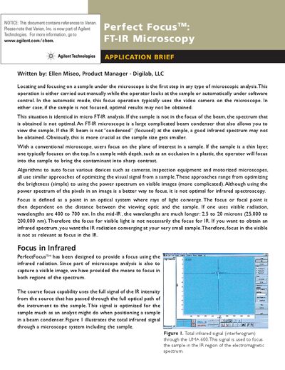 Agilent Perfect Focus FT-IR Microscopy Application Brief - cover page