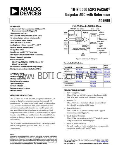 Analog Devices AD7666 Datasheet - cover page