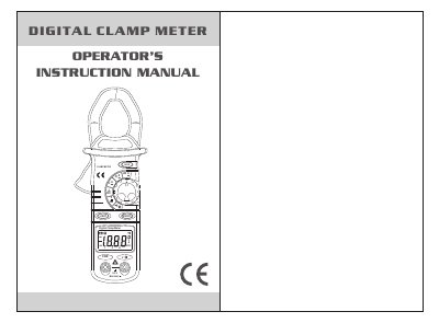 Digital Clamp Meter V20A Operator's Instruction Manual - cover page