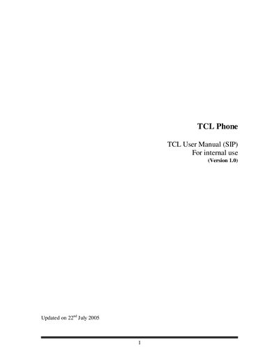 TCL Phone User Manual (SIP) - cover page