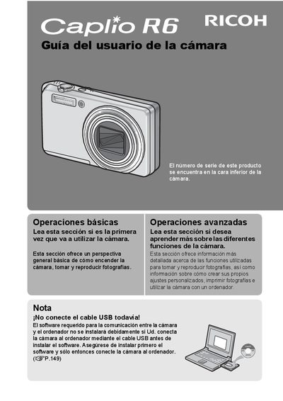Ricoh Caplio R6 Camera User Manual - cover page