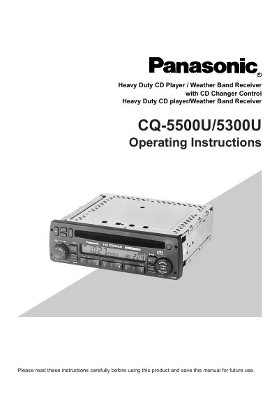 Panasonic CQ-5500U Operating Instructions - cover page