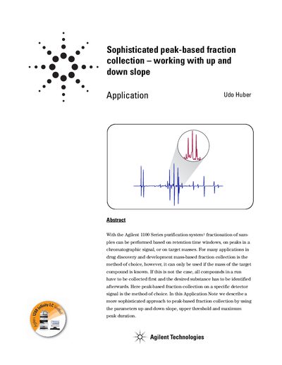 Agilent 1100 Series Sophisticated Peak-Based Fraction Collection Application Note - cover page