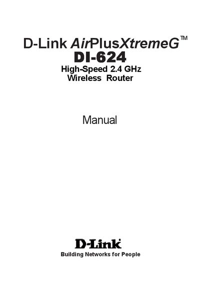 D-Link DI-624 AirPlusXtremeG User Manual - cover page