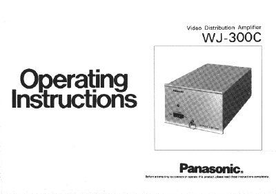 Panasonic WJ-300C Video Distribution Amplifier Instructions - cover page