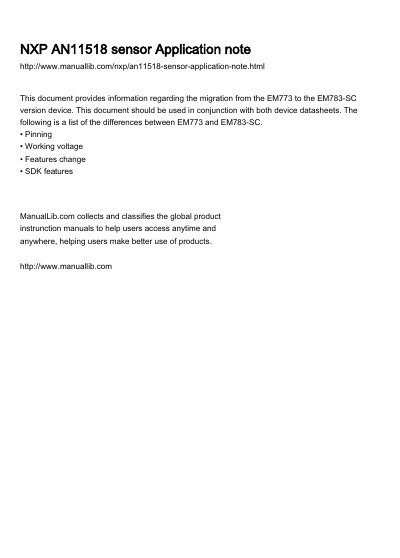 NXP AN11518 EM773 to EM783 Migration Guide - cover page