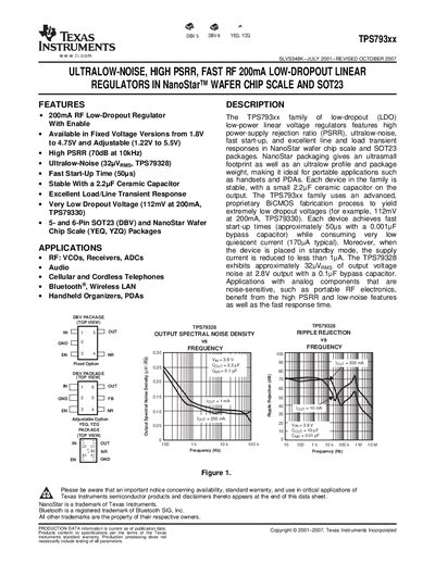 Texas Instruments TPS793xx Datasheet - cover page