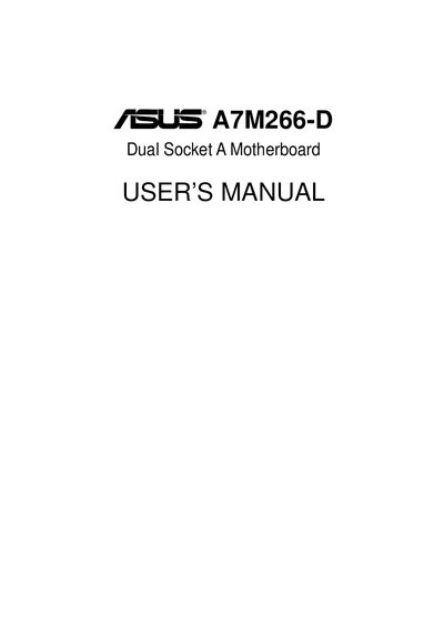 ASUS A7M266-D Motherboard User Manual