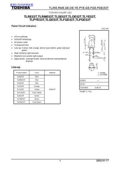 TOSHIBA TLRE53T TLRME53T TLSE53T TLOE53T TLYE53T TLPYE53T TLGE53T TLFGE53T TLPGE53T handbook - cover page