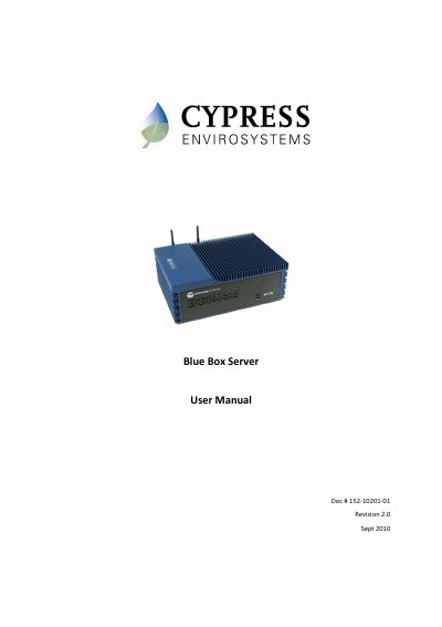Cypress Envirosystems Blue Box Server BBS User Manual - cover page