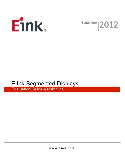 E Ink Segmented Displays Evaluation Guide Version 2.0 - cover page
