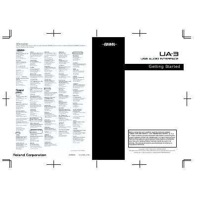 Roland UA-3 USB Audio Interface User Manual - cover page