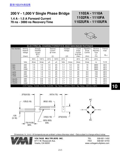 VMI 1102A - 1110A 1102FA - 1110FA 1102UFA - 1110UFA - cover page