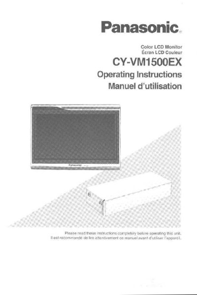 Panasonic CY-VM1500EX Color LCD Monitor Operating Instructions - cover page