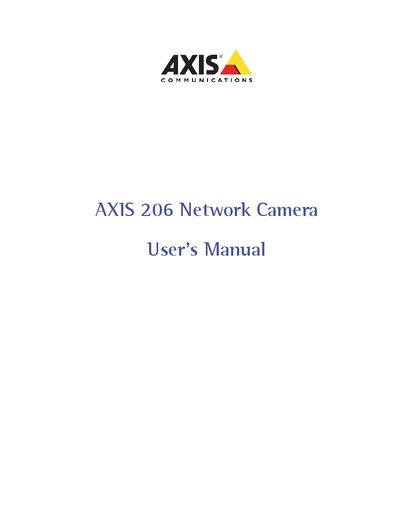 Axis 206 Network Camera User Manual - cover page