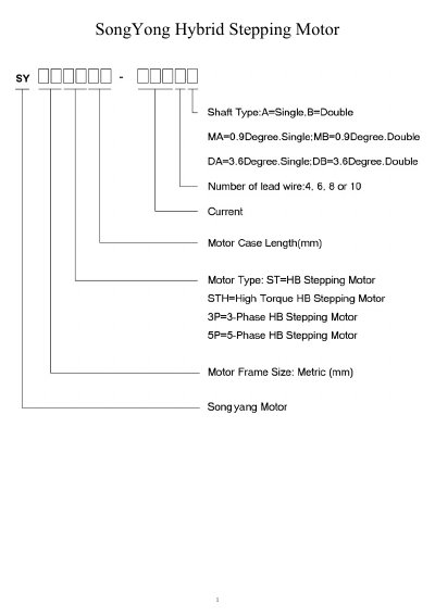 SongYong SY20STH30-0604A Hybrid Stepping Motor Datasheet