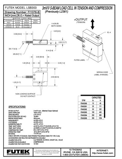 Futek LSB303 Load Cell Data Sheet - cover page