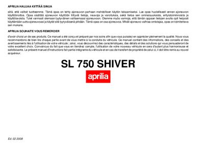 Aprilia SL 750 Shiver User Manual - cover page