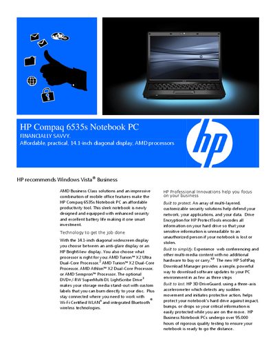 HP Compaq 6535s Notebook PC User Manual - cover page