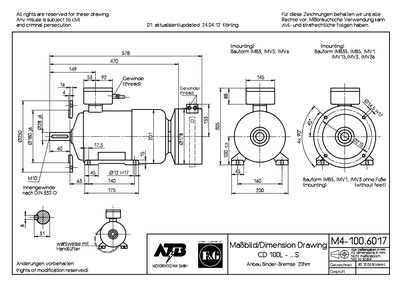 Binder CD 100L-...S Brake Mounting Drawing - cover page