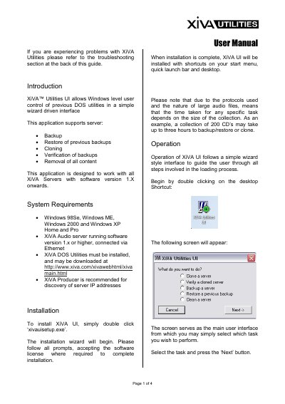 XiVA Utilities User Guide - cover page