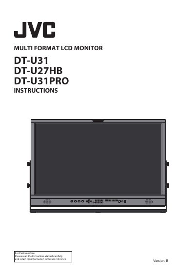 DT DT-U31 DT-U27HB DT-U31PRO Multi Format LCD Monitor Instruction Manual - cover page