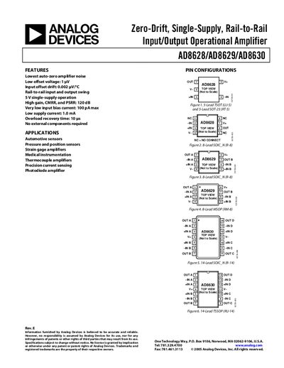 Analog Devices AD8628/AD8629/AD8630 Handbook - cover page