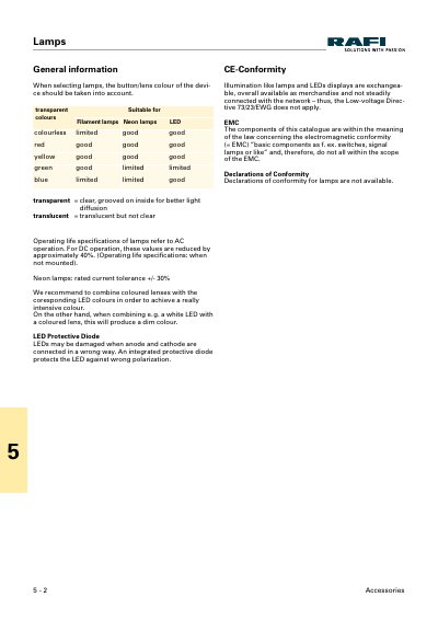 5 - 2 Lamps General Information CE-Conformity - cover page