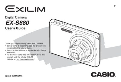 Casio EX-S880 Digital Camera User's Guide - cover page