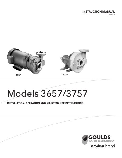 Goulds 3657/3757 Centrifugal Pump Installation Operation and Maintenance Instructions - cover page