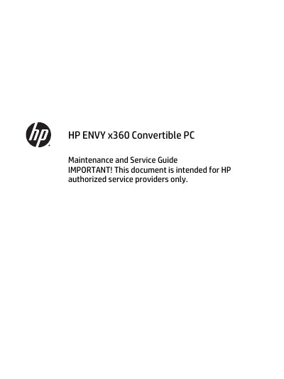 HP ENVY x360 Convertible PC Maintenance and Service Guide - cover page