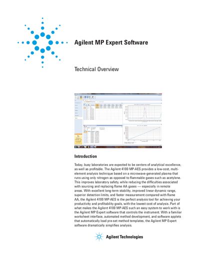 Agilent 4100 MP-AES MP Expert Software Technical Overview - cover page