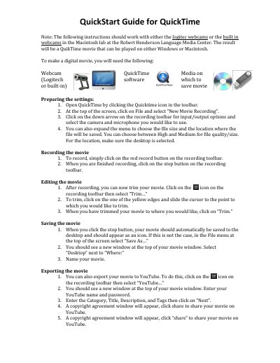 Apple QuickTime QuickStart Guide - cover page