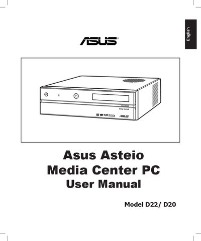 Asus D22/D20 Media Center PC User Manual