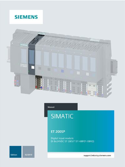 Siemens SIMATIC ET 200SP 6ES7131-6BF01-0BA0 Digital Input Module Manual - cover page