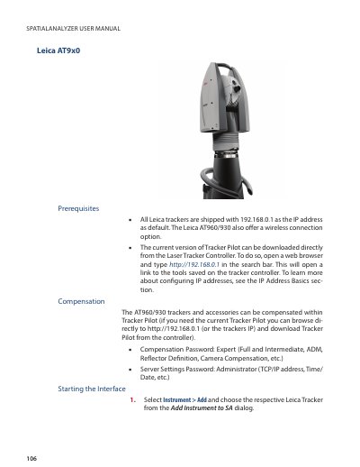 Leica AT9x0 Laser Tracker SpatialAnalyzer User Manual - cover page